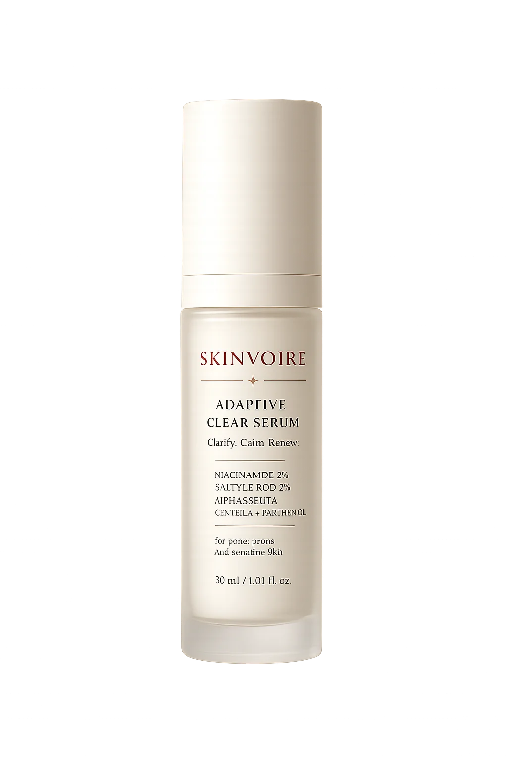SKINVOIRE Adaptive Clear Serum bottle on soft linen